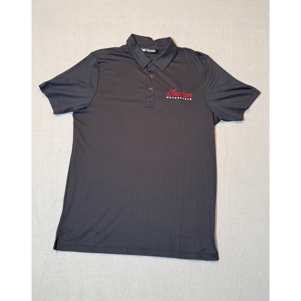 TravisMathew Indian Motorcycle Polo Men's M Black Performance Golf Shirt NWT